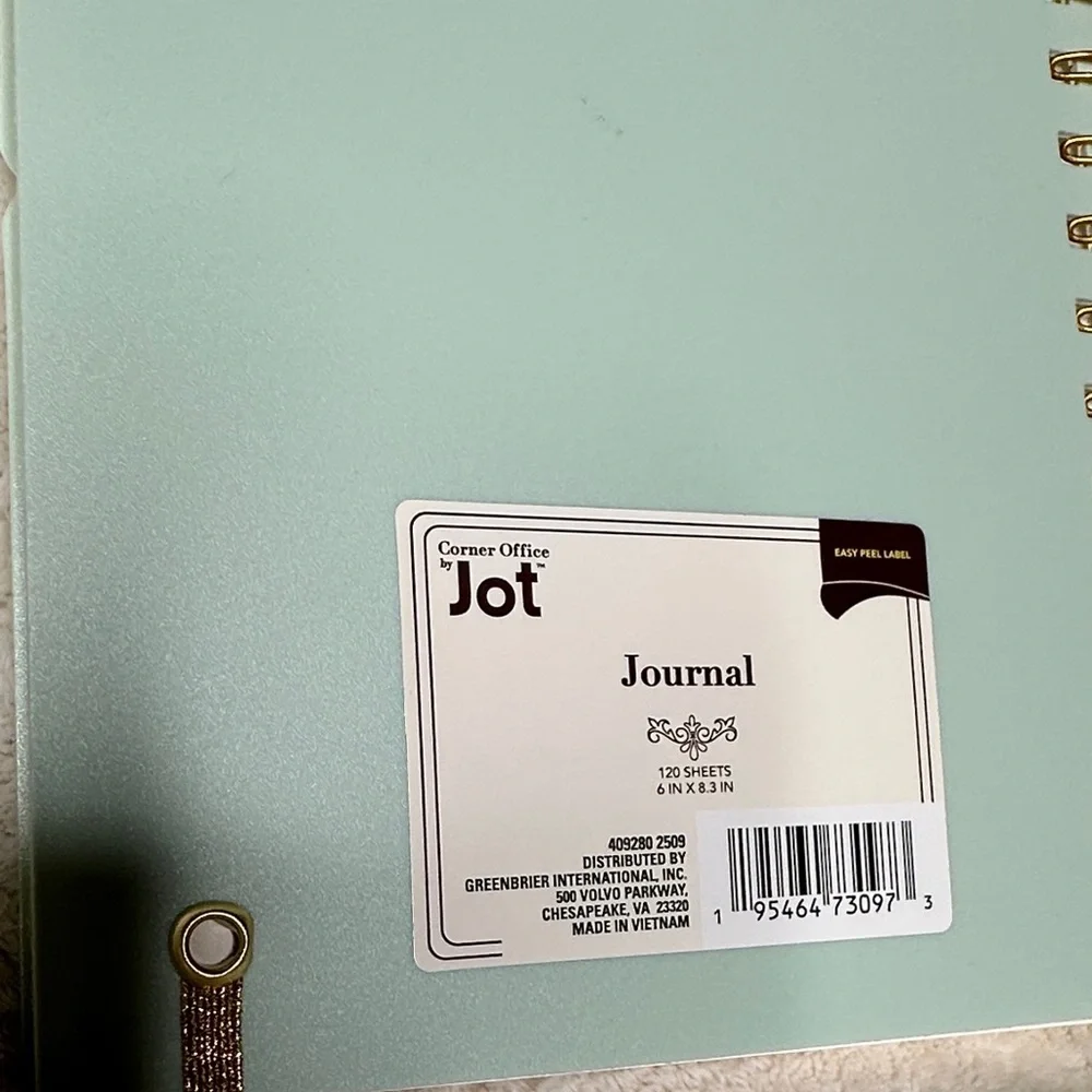 Notes Green & Gold Spiral Journal Doodle Sketch Notebook NWT lines dots blank